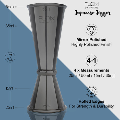 Black Jigger Spirit Measure 25ml 50ml